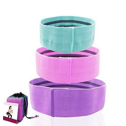 Hip Resistance Bands Non-Slip Design Fabric Booty Band Loop Set, 3 Size Fitness Workout Belts for Body Weight, Yoga and Pilates Exercise