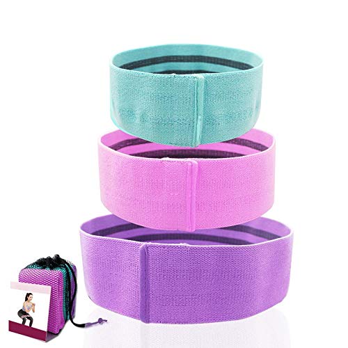 Hip Resistance Bands Non-Slip Design Fabric Booty Band Loop Set, 3 Size Fitness Workout Belts for Body Weight, Yoga and Pilates Exercise