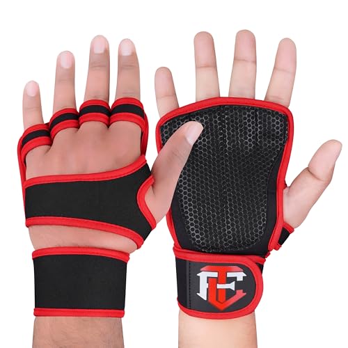 Weight Lifting Gloves with Wrist Wrap Support for Men & Women, Workout Gloves for Gym Training, Full Palm Protection, Anti-Slip Grip, Fitness Gloves for Weightlifting, Pull Ups & Strength Training - size: X-Large