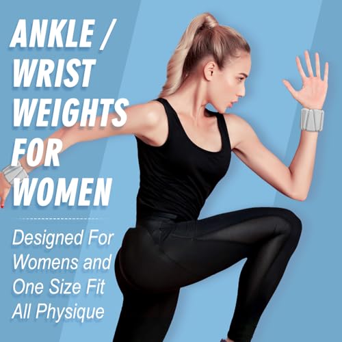 Wrist Weights, Adjustable Wrist Ankle Weights for Women, Wearable Arm & Leg Weights Set of 2(1 lb Each), Weighted Bangles for Walking, Yoga, Dance, Barre, Gym