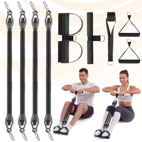 Upgrade Foot Pedal Resistance Bands with Handles, 4 Tube Adjustable Resistance Bands for Abdomen, Waist, Arm, Core/ABS, Leg Workout - Stirrup Puller for Men Women for Full Body Workout