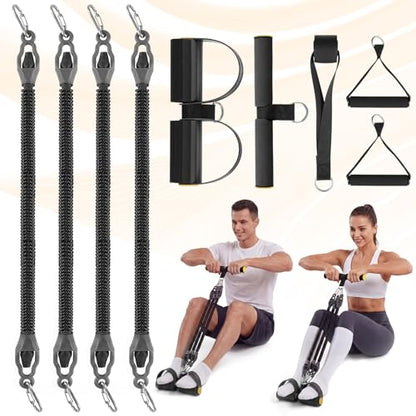 Upgrade Foot Pedal Resistance Bands with Handles, 4 Tube Adjustable Resistance Bands for Abdomen, Waist, Arm, Core/ABS, Leg Workout - Stirrup Puller for Men Women for Full Body Workout
