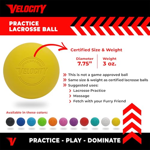 Velocity Lacrosse Balls - 1, 2, 3, 6, 12, 18, 24, 36, 60 and 120 Packs - for Practice, Official NFHS and College Approved Size