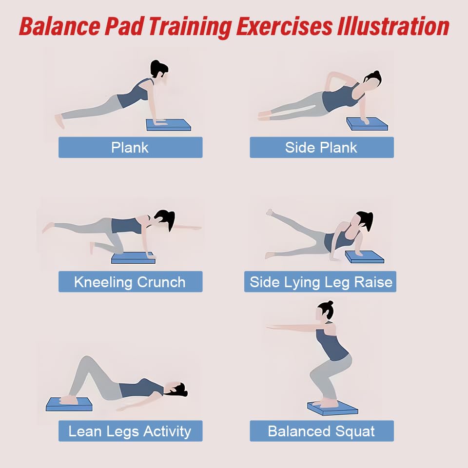Balance Pad- Foam Balance Pad for Workout, Non-Slip & Water-Resistant Stability Trainer Mat, Soft TPE Exercise Foam Mat for Rehabilitation Stability,Physical Therapy,Fitness,Yoga (15.7" * 13" * 2") - color: Blue