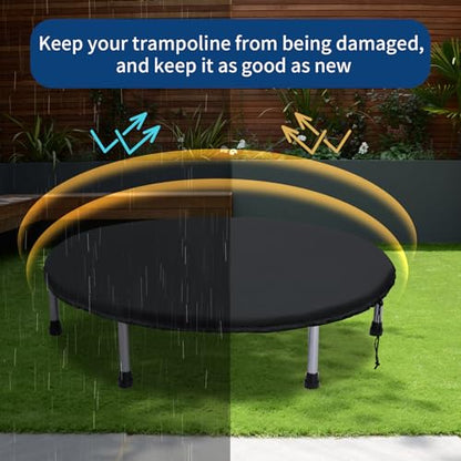Mini Trampoline Cover 40 Inch Waterproof Fitness Protective Trampoline Round Covers for Adults Toddler Indoor Outdoor Garden Rebounder - Not Spring Covers (1 Black Cover Only)