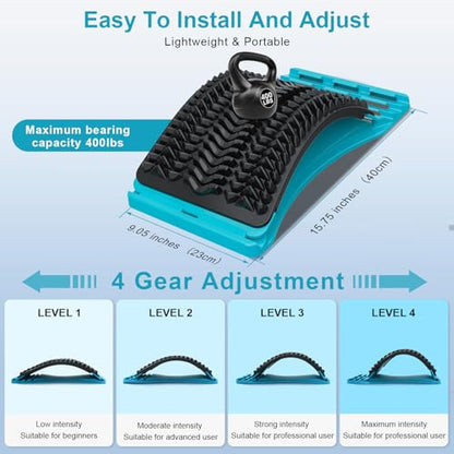 Back Stretcher for Lower Back Pain Relief, Multiple Level Adjustable Arch Lumbar Back Cracker Board, Back Cracking Device, Back Massager for Scoliosis, Spine Decompression Support