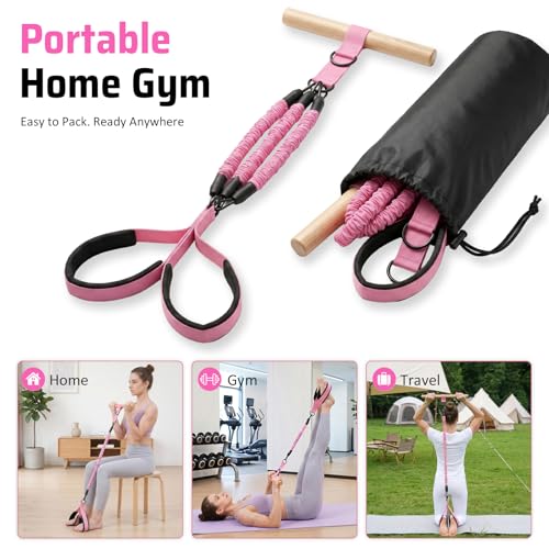 Pedal Resistance Bands with Handles for Women & Men - color: Pink