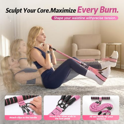 Pedal Resistance Band with Handle, 90LBS Adjustable Exercise Band - color: Pink
