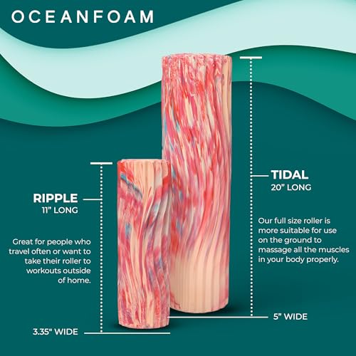 Tidal Roller - Cotton Candy - Muscle Massage Foam Roller for Back Pain & Stretching - Firm and Ergonomic Wide Wave Textured - Yoga, Athletics, & Wellness - Full Size, 20" x 5"