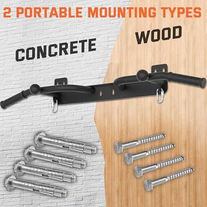 Wall Mounted Pull Up Bar - Heavy Duty Chin Up Bar, Pull-Up Bar for Garage, Joist, Wall Mount - Multifunctional Fitness Bar, Supports up to 600 Lbs - color: Black
