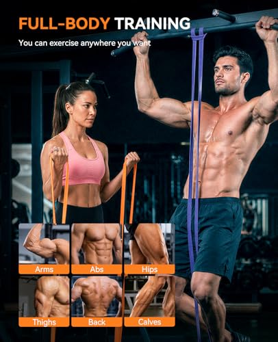 SUNPOW Pull Up Assistance Bands, Set of 5 Heavy Duty Resistance Bands for Men & Women, Natural Latex Exercise Bands for Pull-Up Progression, Home Workout, Strength Training, Mobility & Stretching