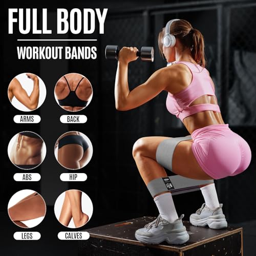 Fabric Resistance Bands for Working Out, Exercise Bands for Glutes and Legs - color: 2.Cream,Grey,Black