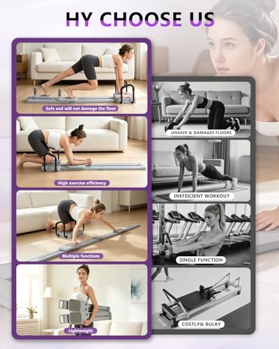 Pilates Board, 8-in-1 Pilates Equipment, Multifunctional Pilates Reformer Ab Machine for Home Workout, Full Body Workout Machine, Rowing Machine, Ski Machine for Exercise, Core Strengthening & Fitness