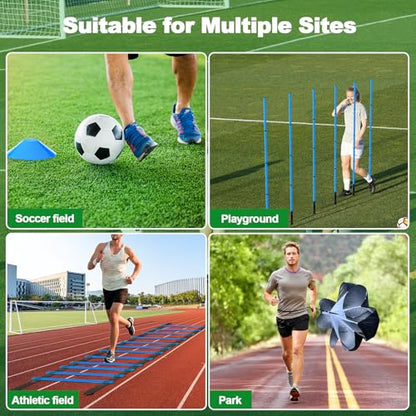 24Pcs Soccer Agility Training Equipment Set Ultimate Agility Poles Cones Ladder More for Quick Assembly and Easy Portability Suitable for All Skill Levels Enhance Speed Agility Training