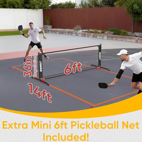Portable Pickleball Rebounder Net with Kitchen Lines System, Solo Training Net System for Dinks, Volleys & Drives, Accuracy Trainer with Carry Bag, for Backyard, Driveway, Garage