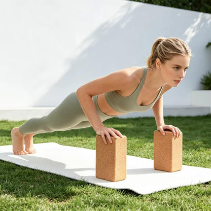 YIGUO 2 Pack Cork Yoga Blocks | Natural Eco-Friendly High Density Non-Slip Yoga Blocks for Women & Men | 9x6x3 Inches for Yoga, Pilates, Stretching - size: Odorless