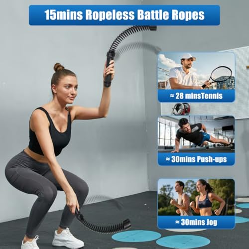 Weighted Ropeless Battle Rope, Cordless Battle Ropes for Home Gym, Workout Rope for Strength Building, Low-Impact HIIT Cardio for Men and Women, Can Be Assembled into a Fitness Stick