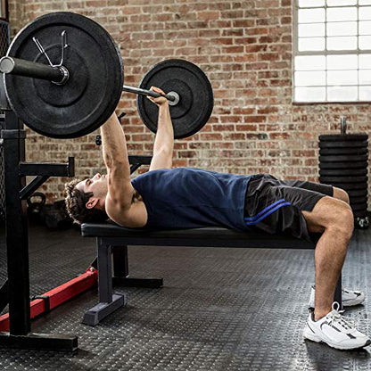 Steel Frame 600 Lbs Capacity Foam Padded Flat Weight Fitness Equipment Home Gym Freeweight Barbell Bench for Strength Full Body Exercise