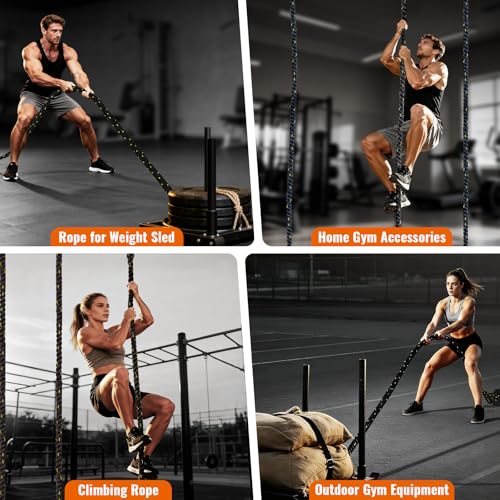 Weight Sled Rope Workout Sled Pulling Ropes, Sleds Push Gym Equipment Weight Sleds Pull Rope for Training Tire Pulling Workout Fitness Resistance Football Exercise Equipment for Men Women - size: 1.5IN 30FT Sled Rope
