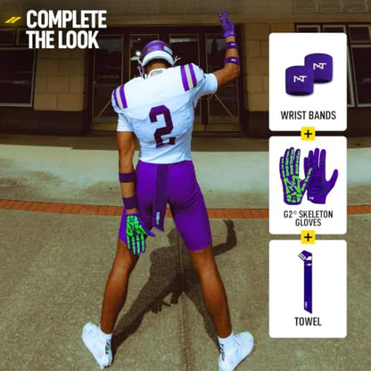 Nxtrnd Streamer Football Towel, Thin Sports Towel, Dries Hands & Football Accessories (Purple) - color: Purple