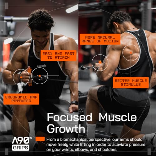 Original Pull-Up Grips - Lat Pulldown Attachment - T-Bar Row & Cable Machine - D Handle - Forearm Strength Trainer - Gym Equipment - Exercise Equipment - Grip Strength Trainer
