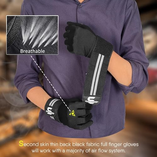SAWANS Weight Lifting Gloves Gym Workout Fitness Wrist Wrap Support Men Women Fingerless Gloves Full Finger Touchscreen - size: Large