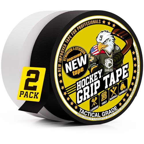 Hockey Tape Multipurpose Cloth Tape Roll for Lacrosse Baseball & Softball Bats, Rackets, Pullup Bars, Gardening Tools, Easy Tear Over Grip - Multi Sport Handle Tape - Sports Gift (Black & White) - color: Black & White