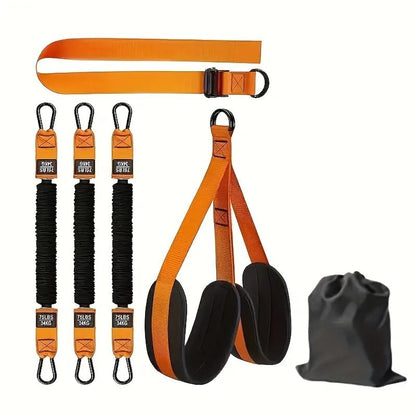 Resistance Bands Set for Pull Ups and Stretching - Heavy Duty Exercise Bands with 5 Resistance Levels, Door Anchor, Handles, Ankle Straps - Home Gym Workout Equipment for Strength Training