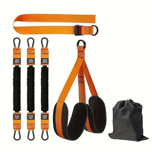 Resistance Bands Set for Pull Ups and Stretching - Heavy Duty Exercise Bands with 5 Resistance Levels, Door Anchor, Handles, Ankle Straps - Home Gym Workout Equipment for Strength Training