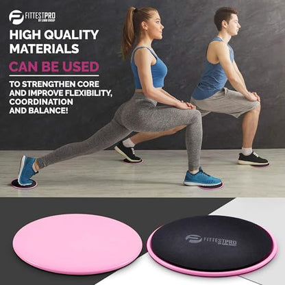 Core Sliders for Working Out - Exercise Sliders Fitness, Stability, Ab, Legs & Full Body (Set of 2) - Bonus Carry Bag & Workout Ebook - Gym Gliding Disc Pads for Hardwood, Carpet & More