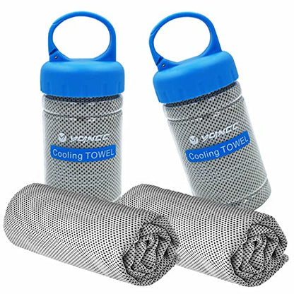 2 Pack Cooling Towels (47"x12"), Ice Cool Neck Towel, Soft Breathable Microfiber for Yoga, Golf, Gym, Running, Camping & Hot Weather - color: 2*light Gray