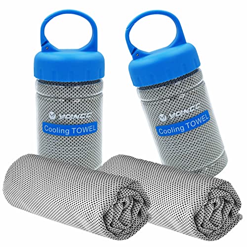 2 Pack Cooling Towels (47"x12"), Ice Cool Neck Towel, Soft Breathable Microfiber for Yoga, Golf, Gym, Running, Camping & Hot Weather - color: 2*light Gray