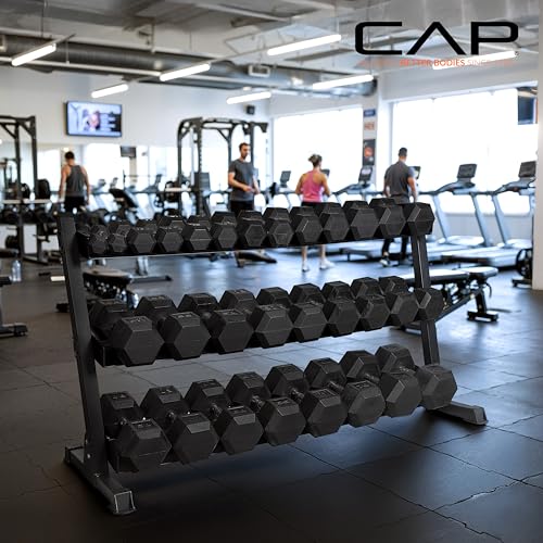 CAP 2-Tier & 3-Tier Dumbbell Rack for Home Gym, Heavy-Duty Steel Weight Storage Rack for Hex Dumbbells, Holds 5-35lb 5-50lb 5-75lb Dumbbell Pairs, Multiple Sizes & Capacities - style: 3-Tier for 5-75LB