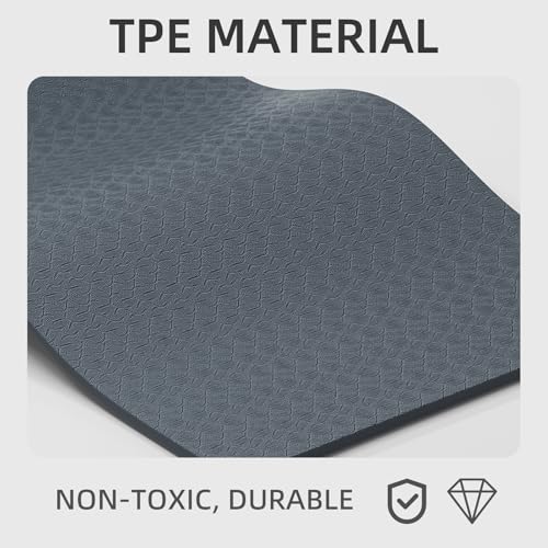 10 mm Yoga Mat 72"x26" TPE Non-Slip Exercise Mat 0.4" Thick, Easy-to-Carry Fitness Mat for Yoga, Pilates & Workout, Professional Mat, Made with Recyclable Material, Durable, Easy to Clean - color: Blue