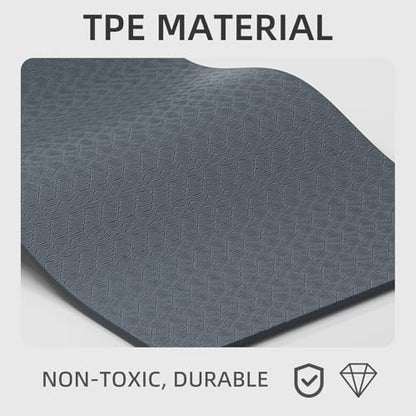 10 mm Yoga Mat 72"x26" TPE Non-Slip Exercise Mat 0.4" Thick, Easy-to-Carry Fitness Mat for Yoga, Pilates & Workout, Professional Mat, Made with Recyclable Material, Durable, Easy to Clean - color: Blue