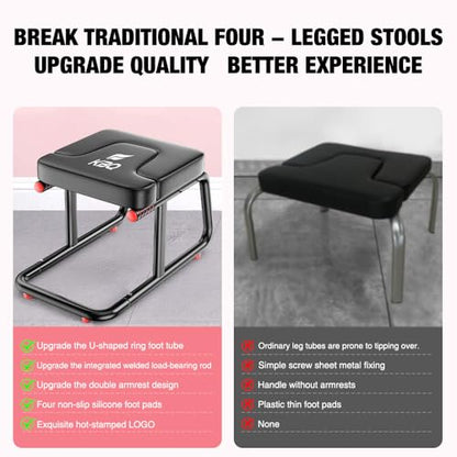 KBQ Yoga Headstand Bench, Yoga Inversion Chair, Headstand Trainer – U-Shaped Stool with 400LB Capacity, Double Armrest, Non-Slip Fitness Aid, Thick Breathable Mat, Home & Gym Stability Stool (Black)