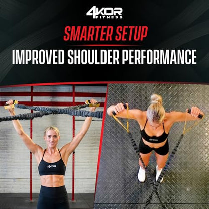 4KOR Cross Anchor Shoulder Performance Training System. Resistance Cords with Handles and Dynamic Workout Guide. Exercise Bands with Nylon Sleeves, Rubber Grips, and Carry Bag for Rehab and Strength