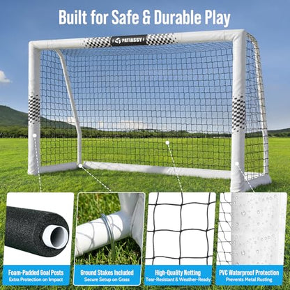 Soccer Goal for Backyard, 8x5/6x4 FT Heavy Duty Soccer Net with Safety Foam Padded Metal Post, Durable Goals with Training Set Agility Ladder & 12 Cones for Youth & Adults Practice - size: 8x5 FT