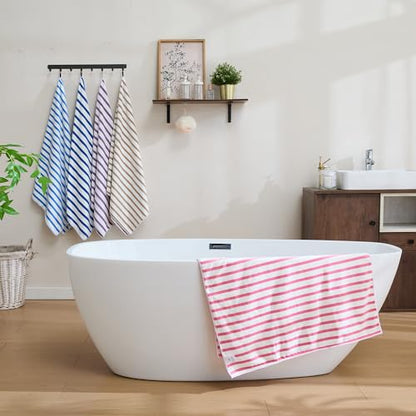 JML Microfiber Beach Towels with Hanging Loop, 27" x 55", Cabana Stripe Pink, Set of 6 - color: Stripe Pink, size: 6 Pack-27" x 55"