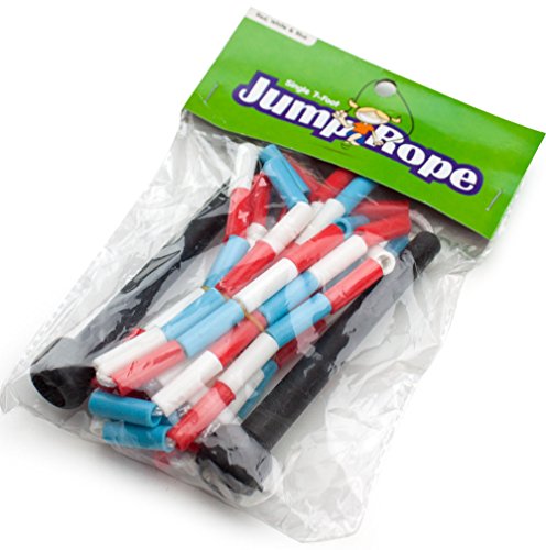 Jump Rope with Plastic Beaded Segmentation - color: Red/White/Blue