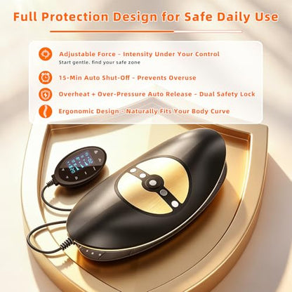 Zenopax 4-in-1 Electric Lumbar Traction Device - Adjustable Lower Back Massager for Pain Relief Deep Tissue with Heat, Vibration, Electrotherapy, Home Lumbar Decompression ＆ Sciatica Relief(Golden)