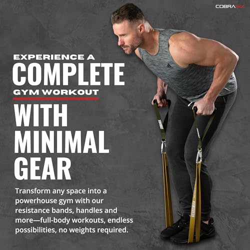 Long Resistance Bands for Working Out | Set of 6 Exercise Bands for Full-Body Training | Pull Up Bands for Home Gym with Handles, Door Anchor and Bar Options | for Men & Women