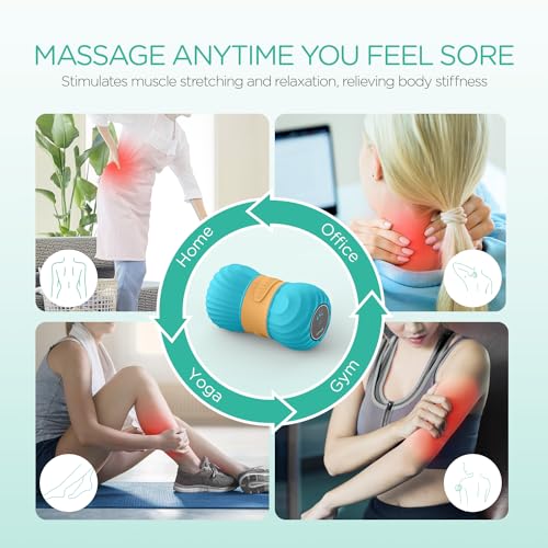 Vibrating Peanut Massage Ball Roller, Electric Double Lacrosse Massage Ball with 4 Intensities for Muscle Pain Relief, Rechargeable Deep Tissue Massage, Yoga Sports Fitness MB300 (Blue) - color: Blue