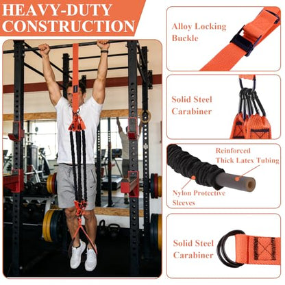 Pull Up Assistance Bands, 375lbs Heavy Duty Pullup Assist Band Set with 5 Resistance Bands, Adjustable Strap, Comfortable Foot/Knee Rest, Handles & Door Anchor for Home Gym Strength Training