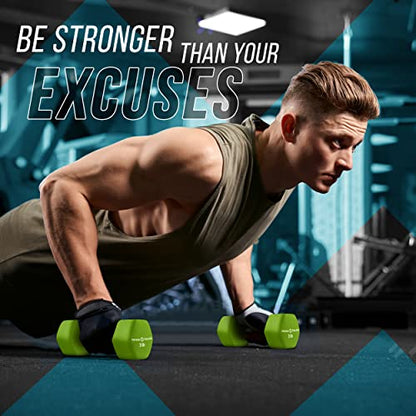 Fitness Republic Neoprene Dumbbell Set of 2, Non-Slip, Hex Shape, Free Weights for Muscle Toning and Strength Building - Portable Home Gym Hand Weights