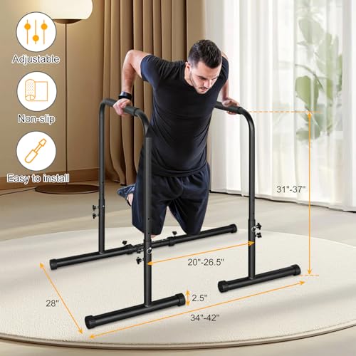 Adjustable Dip Bar Portable Functional Dip Stand Station Exercise Heavy Duty Parallel Bars Workout Equipment for Strength Training