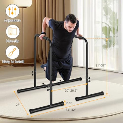 Adjustable Dip Bar Portable Functional Dip Stand Station Exercise Heavy Duty Parallel Bars Workout Equipment for Strength Training