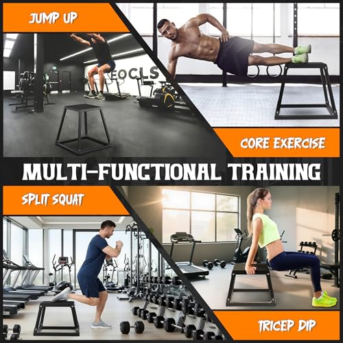 GanFindX 12/18/24" Metal Plyometric Jump Box, Heavy Duty Fitness Platform - size: 12/18/24"