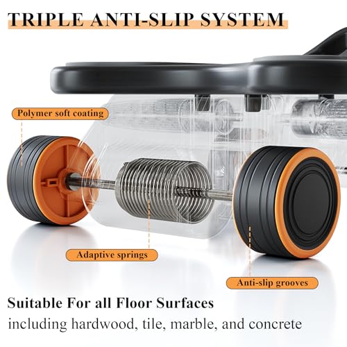 Exercise Roller Wheels with Elbow Board Support, Abs Exercise Roller Abdominal Training with 4 Wheels and Knee Pad for Home Gym