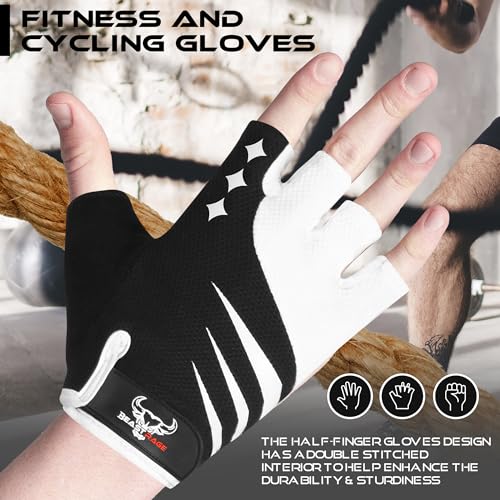 BEAST RAGE Half Finger Cycling Gloves for Men Women, Gel Padded Anti-Slip Shock Absorbing Weight Lifting Gym Gloves Cycle Mountain Bike Gloves for MTB, Biking, Hiking - color: Grey